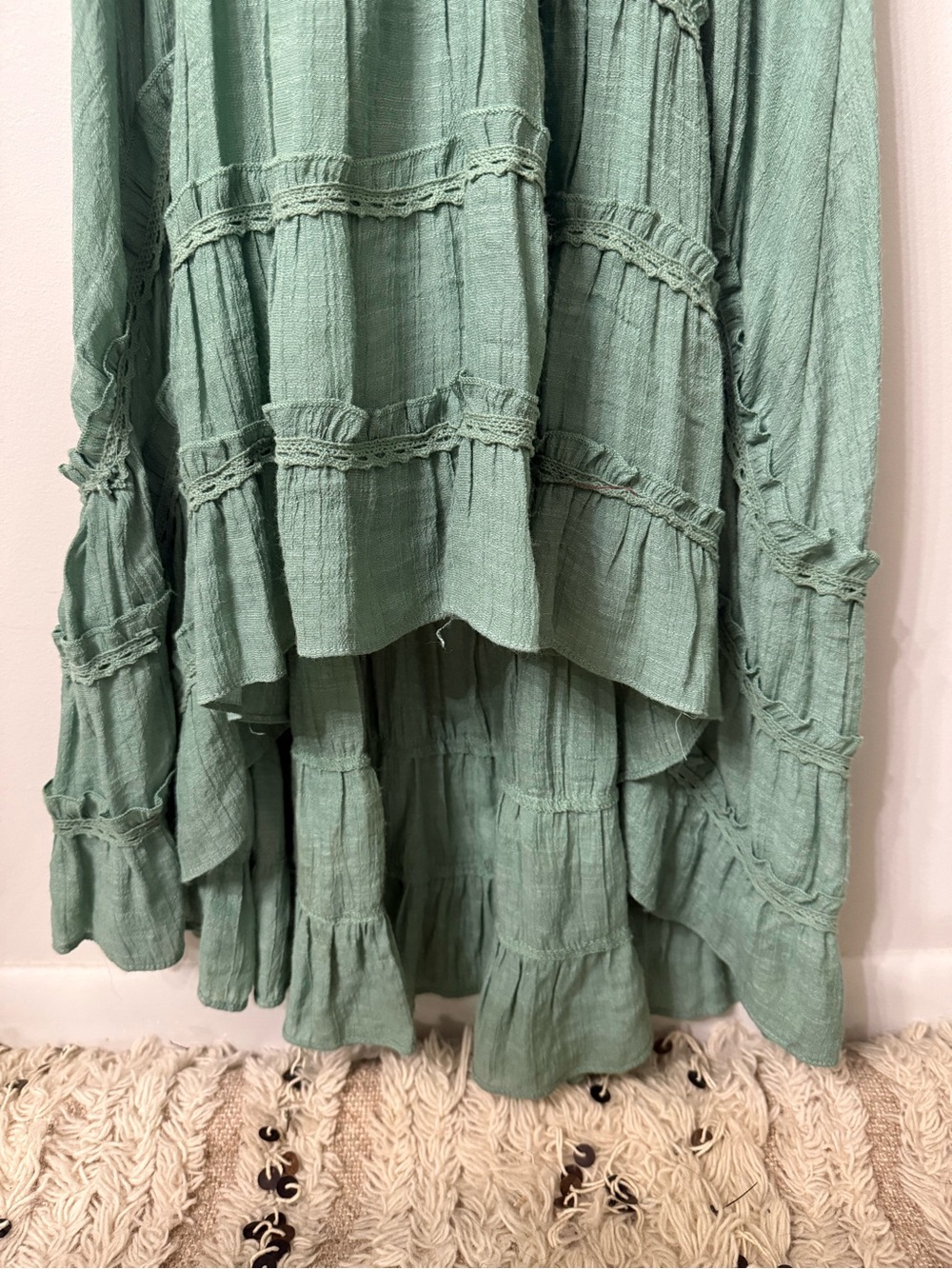 Joyfolie Sage Green Ruffle Puff-Sleeve Dress for Girls - Picture 2 of 4